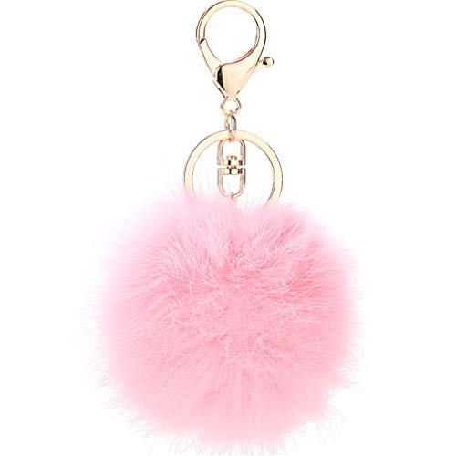 Schlüsselanhänger plüsch Ball Keychain Elegant Plüsch-Kugel Auto-Anhänger Taschenanhänger bommel Pompom Weich Schlüsselring Handtaschenanhänger Dekor (Pink-B) von Canarea