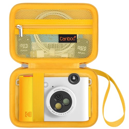 Canboc Tragetasche kompatibel mit Kodak Smile+ kabelloser digitaler Sofortdruckkamera, Netztasche für Fotopapier, USB-Kabel, Gelb (nur Hülle) von Canboc