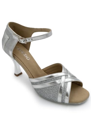 Capezio Elisa 2.5" Ballroom Shoe, Silver, 10 W von Capezio