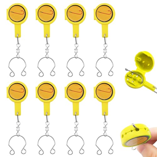 Angelknoten-Bindewerkzeug, Angelzubehör, einfaches Binden von Angelknoten, Angelzubehör für Anfänger, Fischköderhaken-Abdeckungen (gelb), 8 Stück von Capiant