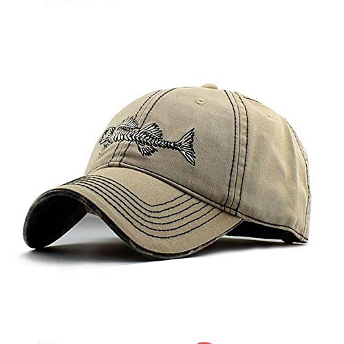 Herren Kappe Cap Lässige Baseballmütze Männer Sport Fishbone Logo Snapback Caps Baumwolle Sun Fashion Hüte Verstellbar Khaki von Capopw