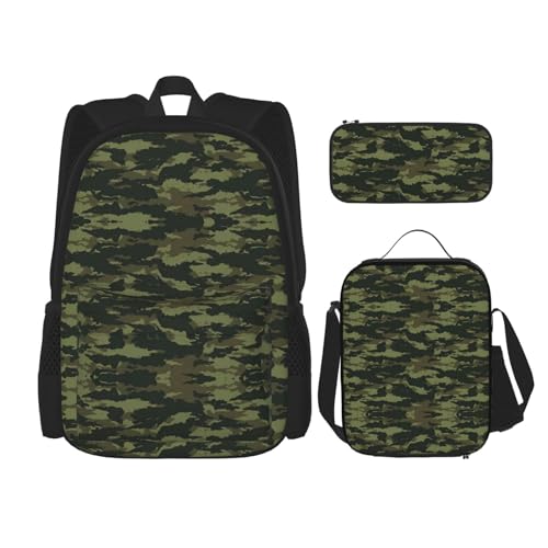 CarXs Dekor, weiß-schwarz, trendiger Rucksack, Lunchtasche und Federmäppchen, Kombination – entworfen für den täglichen Gebrauch, camouflage, Einheitsgröße von CarXs