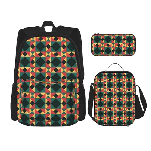 CarXs Feder.Trendige Kombination aus Rucksack, Lunchtasche und Federmäppchen – entworfen für den täglichen Komfort, Geometriske, Einheitsgröße von CarXs