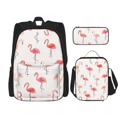 CarXs Flamingo Trendige Kombination aus Rucksack, Lunchtasche und Federmäppchen – entworfen für den täglichen Komfort, Flamingo, Einheitsgröße von CarXs