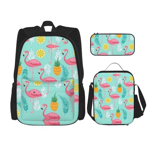 CarXs Romantische Dackel-Rucksack, Lunchtasche und Federmäppchen, Kombination – entworfen für den täglichen Komfort, Flamingo, Einheitsgröße von CarXs