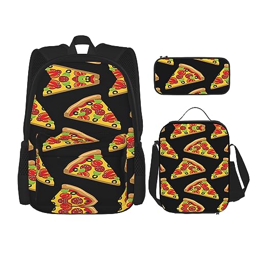 CarXs Roter Hibiskus, trendiger Rucksack, Lunchtasche und Federmäppchen, Kombination – entworfen für den täglichen Komfort, Leckere Pizza, Einheitsgröße von CarXs