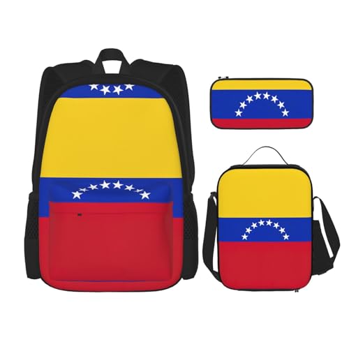 CarXs Schöner trendiger Rucksack, Lunchtasche und Federmäppchen mit Schmetterlingen – entworfen für den täglichen Komfort, Flagge Venezuela, Einheitsgröße von CarXs