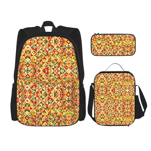 CarXs Trendiger Rucksack, Lunchtasche und Federmäppchen, gestreift, Design für den täglichen Gebrauch, Geometrisch, Einheitsgröße von CarXs