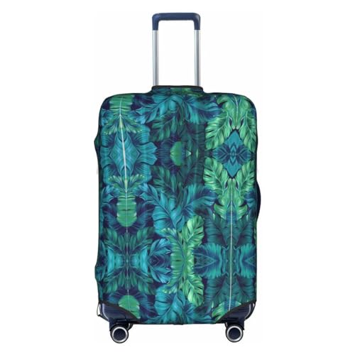 Dehnbare Kofferhülle in Blaugrün, doppelseitiger Druck, Reisegepäck-Zubehör, Tropische Palmenblätter, L von CarXs