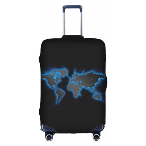 Dehnbare Kofferhülle in Blaugrün, doppelseitiger Druck, Reisegepäck-Zubehör, Weltkarte, S von CarXs