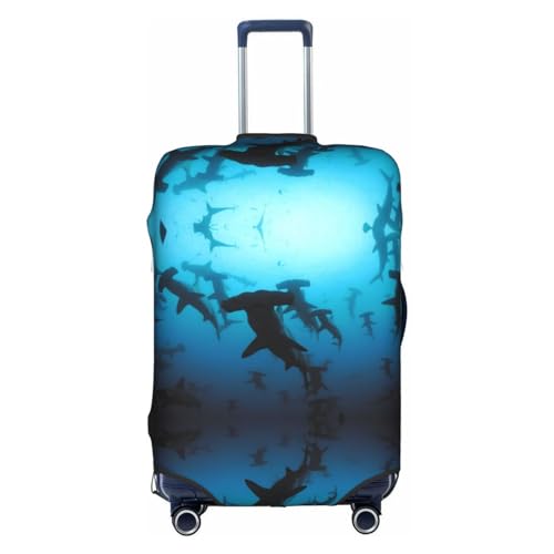 Dehnbare Kofferhülle mit Sternenhimmel, doppelseitiger Druck, Reisegepäck-Zubehör, Hammerkopfhaie, M von CarXs
