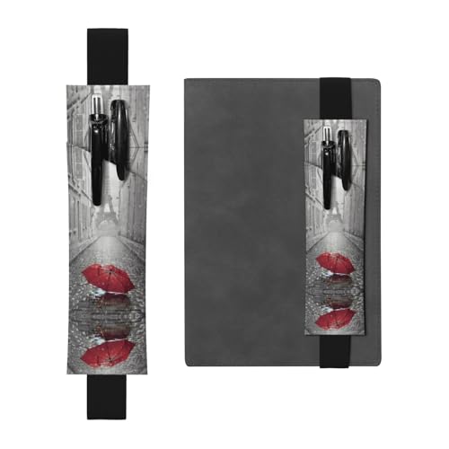 Eiffelturm Paris Straße, roter Regenschirm, vielseitig, verstellbar, Stifthalter, Lesezeichen, perfektes elastisches Band, Tagebuch-Tasche von CarXs
