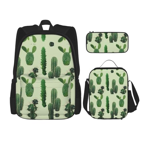 Kaktus Trendige Kombination aus Rucksack, Lunchtasche und Federmäppchen – entworfen für den täglichen Komfort, Kaktus, Einheitsgröße von CarXs