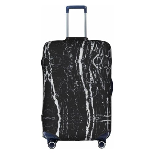 Kofferhülle mit Kaktus-Flamingo-Rosen-Blumen, dehnbar, doppelseitiger Druck, Reisegepäck-Zubehör, Schwarz-Weißer Marmor, XL von CarXs