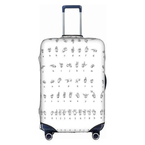 Kofferhülle mit pinkem Flamingo-Muster, dehnbar, doppelseitiger Druck, Reisegepäck-Zubehör, Gebärdensprache Alphabet, L von CarXs