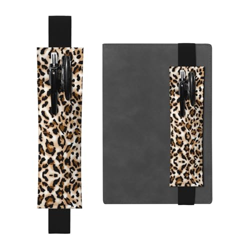 Vielseitiger verstellbarer Leder-Stifthalter mit Leopardenmuster – perfektes elastisches Band für Tagebücher, Tasche von CarXs