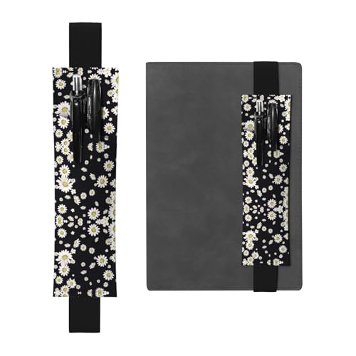 Vielseitiger verstellbarer Stifthalter aus Leder mit weißem Gänseblümchen – perfektes Gummiband für Tagebücher von CarXs