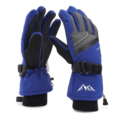 Caracaleap Skihandschuhe Männer Frauen Schnee Handschuhe Winddicht Winter Wasserdicht Blau L von Caracaleap
