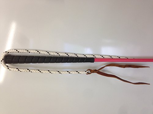 Carmesin Kontaktstock mit Seil für die Bodenarbeit ROSA 120 cm Reitstick Finesse-Stick Pferde Kontaktstock mit Lederschlappe ROSA von Carmesin