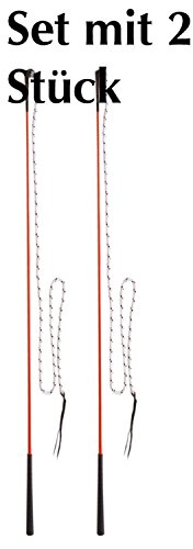 Kontaktstock mit Seil für die Bodenarbeit 120 cm Doppelpack = Set mit 2 Stück Reitstick Pferde Kontaktstock mit Lederschlappe von Carmesin.com (BLAU) von Carmesin