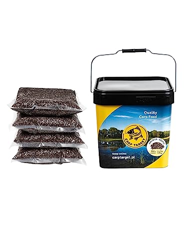 Carp Target - Partikelmix Hanf und Raps mit Eimer - fertiger Köder für Karpfenfische - vakuumverpackte gekochte Hanfsamen und Raps - Fischfutter - Vakuumverpackt 3x4kg - Eimer 17 L von Carp Target