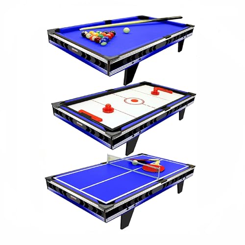 Carromco Multifunktionstisch Galaxy-XT - 3in1 - Multigame Spieletisch mit Airhockey, Billard, Tischtennis, blau, 92x52x23 von Carromco