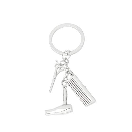 Kamm Schere Fön Schlüsselanhänger 3 in 1 Friseur Fön Scissor Comb Charm Anhänger Schlüsselanhänger (Silber) von Casecover