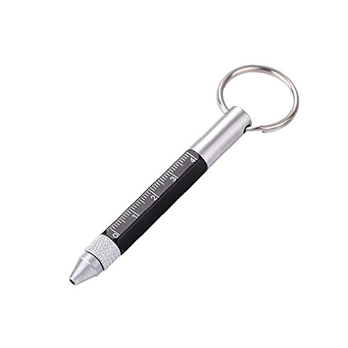 Multifunktionale 6-in-1-schlüsselring Praktische Keychain Stylus Kugelschreiber Durable Skala Key Pen (schwarz) von Casecover