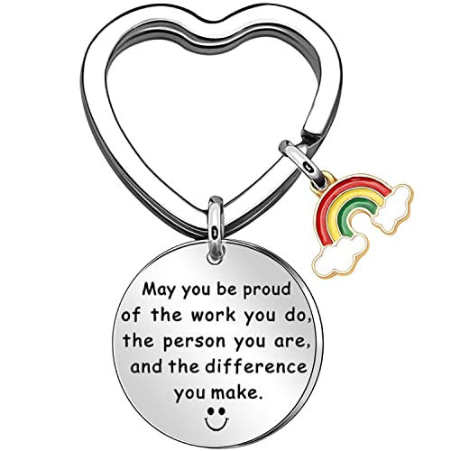 Casoter Schlüsselanhänger mit süßem Herz, 30 mm, Regenbogen-Dekoration, Edelstahl, Ermutigung, Schlüsselanhänger "May You Be Proud", 1 Packung von Casoter