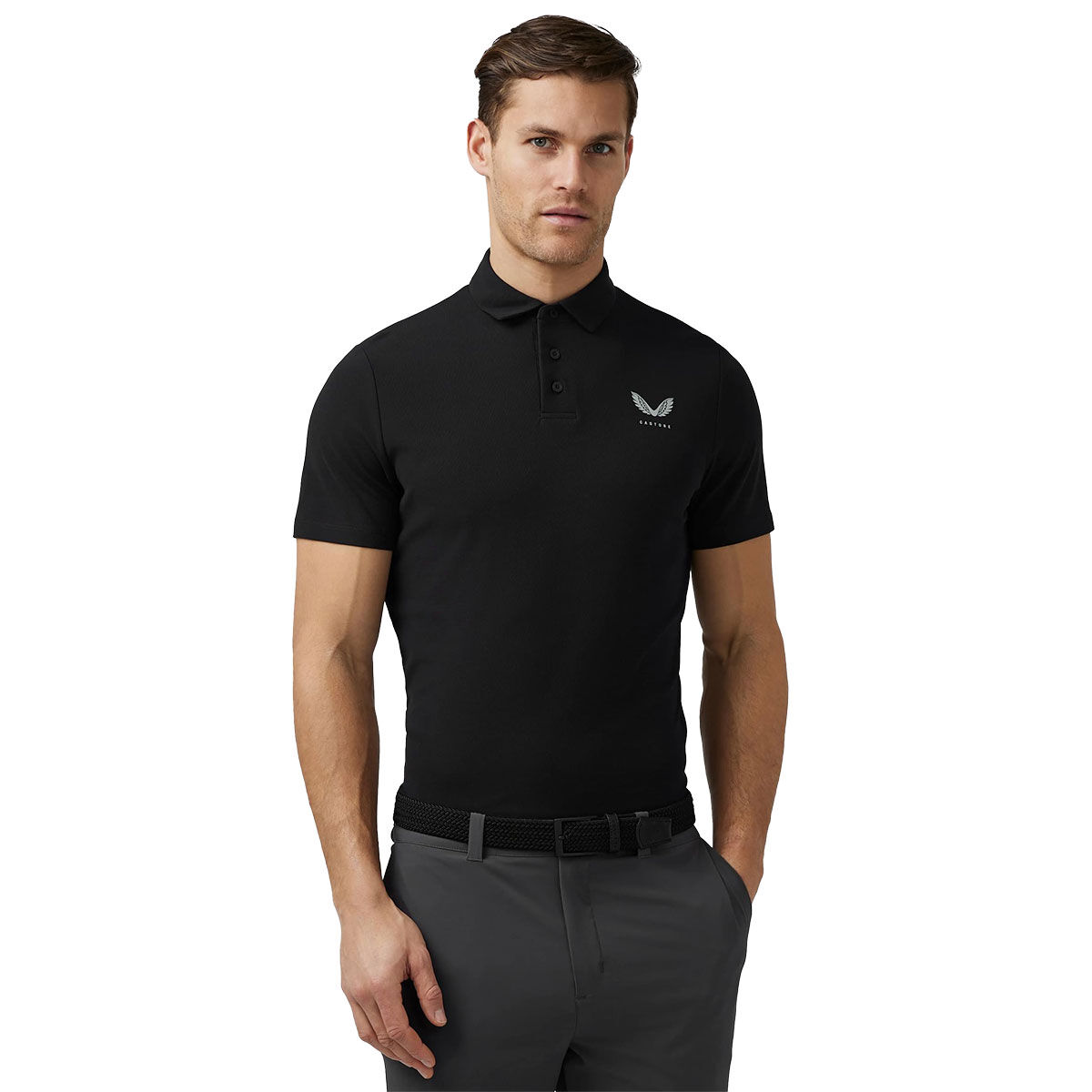 Castore Men's Essential Golf Polo Shirt, Mens, Black, Large | American Golf von Castore