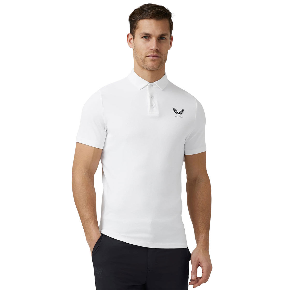 Castore Men's Essential Golf Polo Shirt, Mens, White, Large | American Golf von Castore