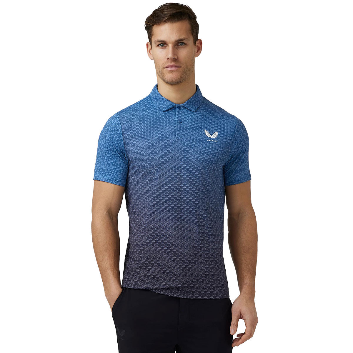 Castore Men's Printed 2 Golf Polo Shirt, Mens, Royal blue, Large | American Golf von Castore