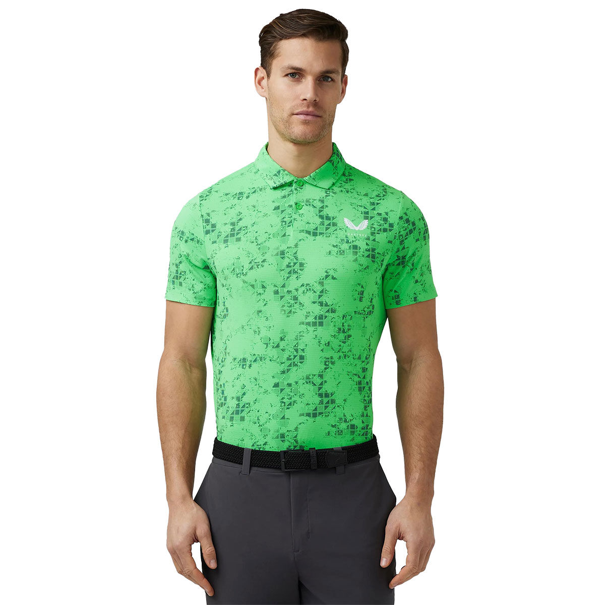 Castore Men's Printed 3 Golf Polo Shirt, Mens, Lime, Large | American Golf von Castore