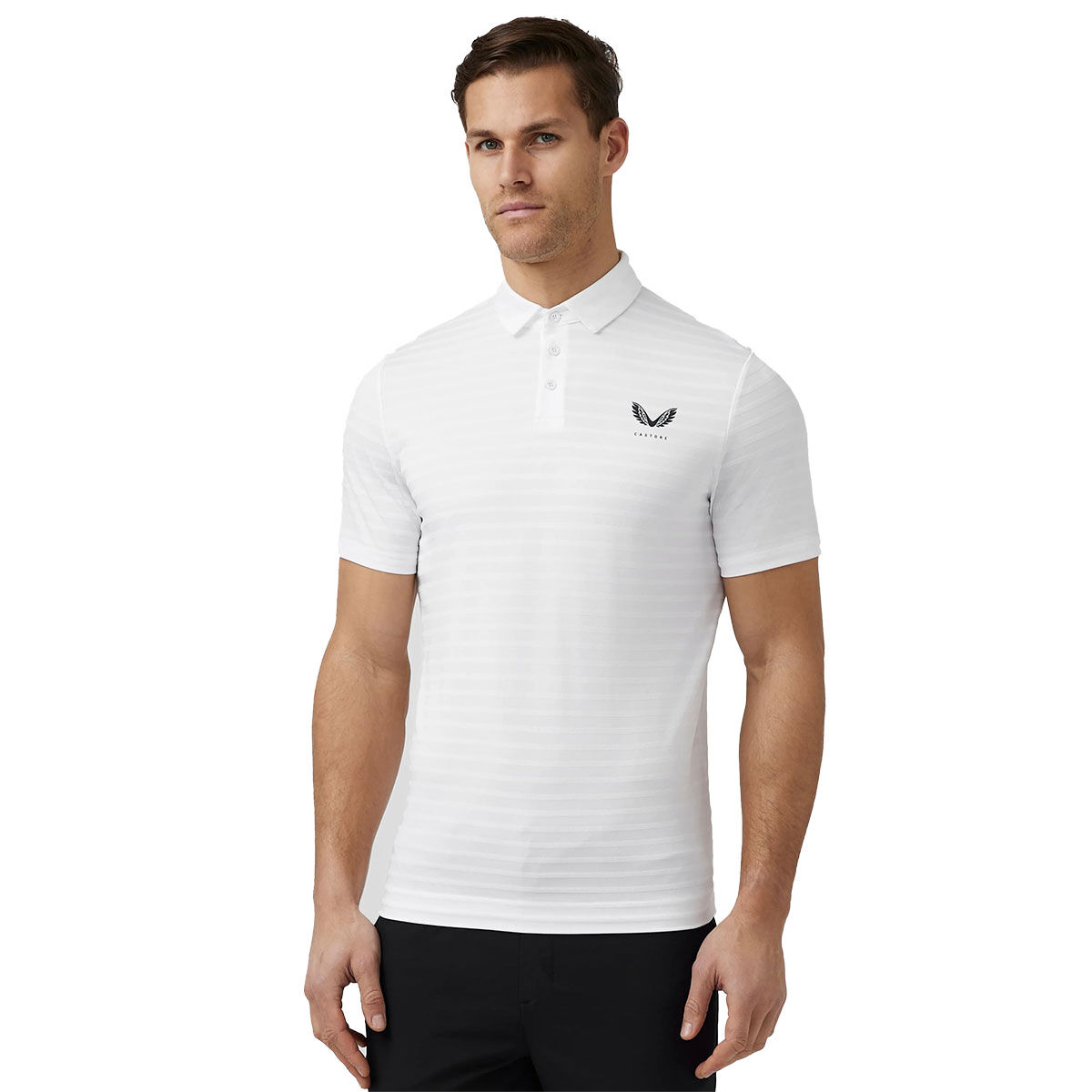 Castore Men's Textured Pique Golf Polo Shirt, Mens, White, Large | American Golf von Castore