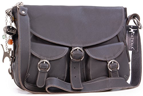 Catwalk Collection Handbags - Damen Leder Umhängetasche - Crossbody Bag/Handtasche Groß - Für Notizbuch A5 - Verstellbarer Gurt - COURIER - Braun von Catwalk Collection Handbags