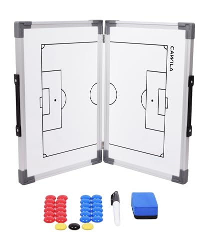 Cawila Taktiktafel Fussball, klappbar klappbar, 45 x 60cm, inkl. 27-teiliges Magnetset und Tasche Weiss One Size von Cawila