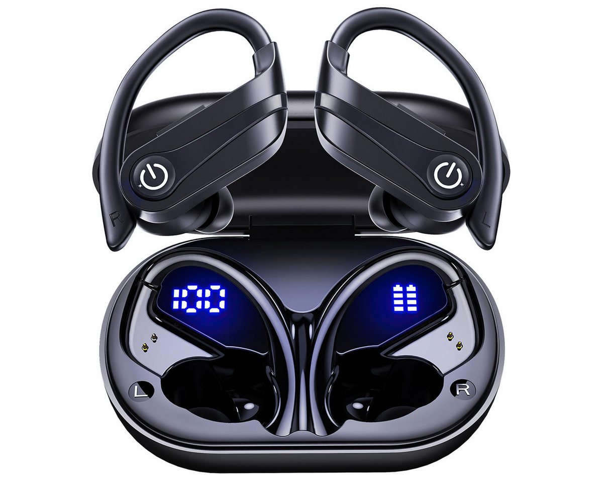 Cbei Kabelloses Bluetooth-Headset wireless In-Ear-Kopfhörer Sport-Kopfhörer In-Ear-Kopfhörer (Ladeetui mit LED Anzeige,Bluetooth 5.3, am Ohr montierte Sportgeräuschunterdrückung,wasserdicht IPX7,Geräuschreduzierung, Ideal for running, training, gym, traveling, even rainy days) von Cbei