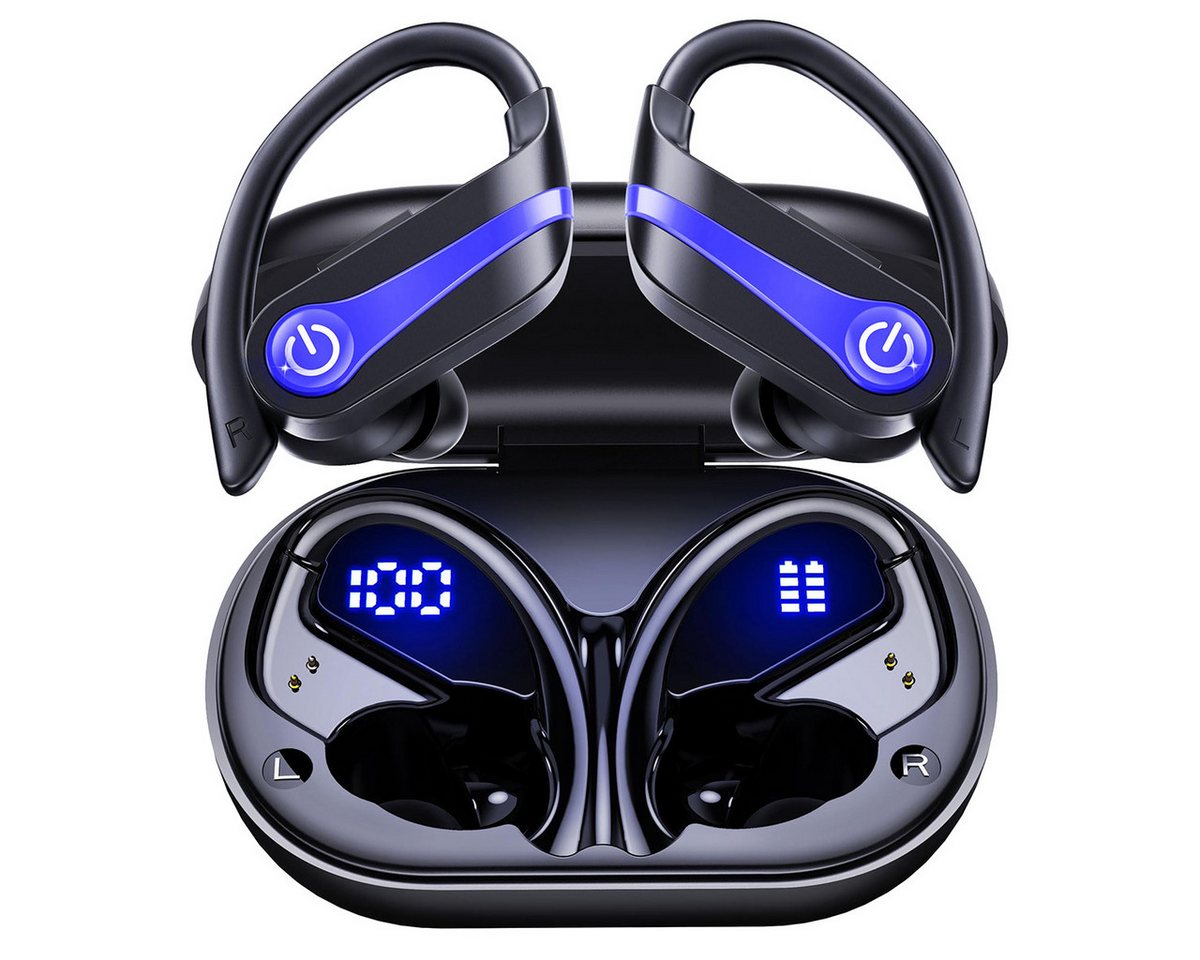 Cbei Kabelloses Bluetooth-Headset wireless In-Ear-Kopfhörer Sport-Kopfhörer In-Ear-Kopfhörer (mit Geräuschunterdrückung,wasserdicht IPX7, Ladeetui mit LED Anzeige, am Ohr montierte Sportgeräuschunterdrückung, Ideal for running, training, gym, traveling, even rainy days) von Cbei