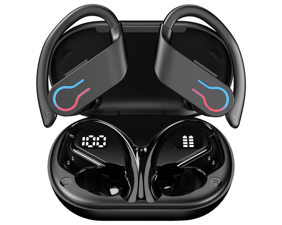 Cbei Kabelloses Bluetooth-Headset wireless In-Ear-Kopfhörer Sport-Kopfhörer Kopfhörer (wasserdicht IPX7, mit LED-Digitalanzeige, mit Geräuschunterdrückung, am Ohr montierte Sportgeräuschunterdrückung, extrem lange Akkulaufzeit, für Sport, schützt vor Schweiß und Regen) von Cbei