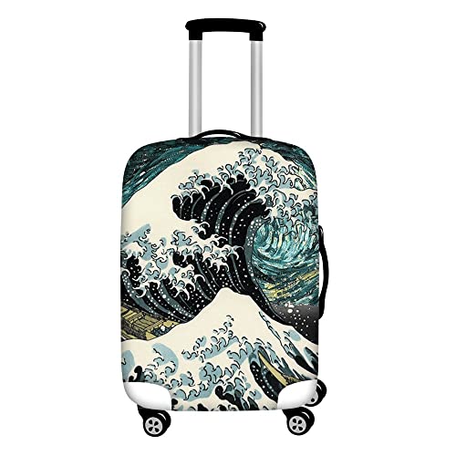Ocean Waves Print Travel Trolley Case Cover Protector - Kratzfeste Kofferabdeckung Gepäckaufbewahrungsabdeckung 18-28 Zoll, Elastische Kofferabdeckung Kofferabdeckung Gepäckzubehör,XL (29,32 Zoll) von Cecey-jdz