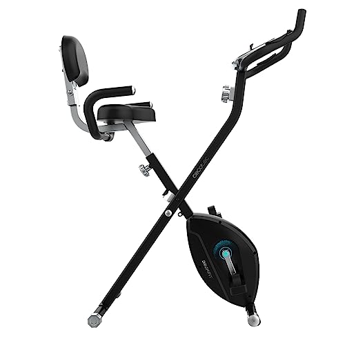 Cecotec Klappbare Heimtrainer mit Rückenlehne DrumFit X-Bike Neo Pro. LCD-Bildschirm, variable magnetische Widerstandseinstellung, bequemer Sattel und Seitengriffe, Tablet-Halterung und Räder von Cecotec