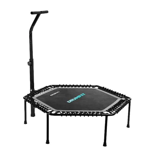 Cecotec Fitness-Trampolin für Erwachsene Ø 127cm, abnehmbar und faltbar Drumfit Jump 1270. Trampolin 127cm Durchmesser, in 6 Stufen höhenverstellbar, 7-beiniges Basisgestell, maximales Gewicht 100 kg von Cecotec