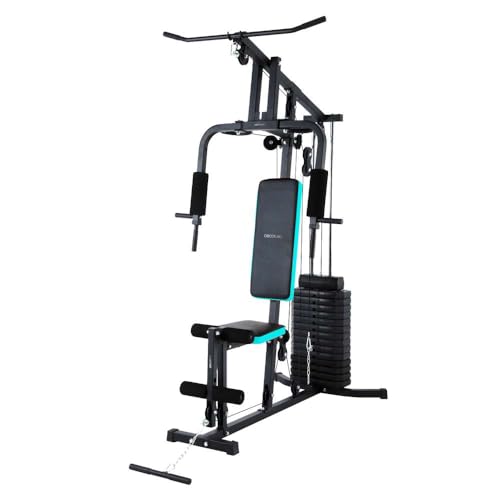Cecotec Multifunktionale Trainingsstation Drumfit HomeGym 1000 Single. Gewichtsblock insgesamt 65 kg, Ganzkörpertraining, Gepolsterte Polster, Verstellbar, Stahl, Maximales Gewicht 120 kg von Cecotec