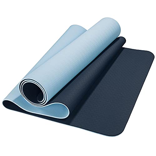 CelinaSun Fitnessmatte 183 x 61 cm Yoga Matte blau hellblau TPE Sportmatte rutschfest Gymnastikmatte Pilates Fitness Matte mit Trageband von CelinaSun