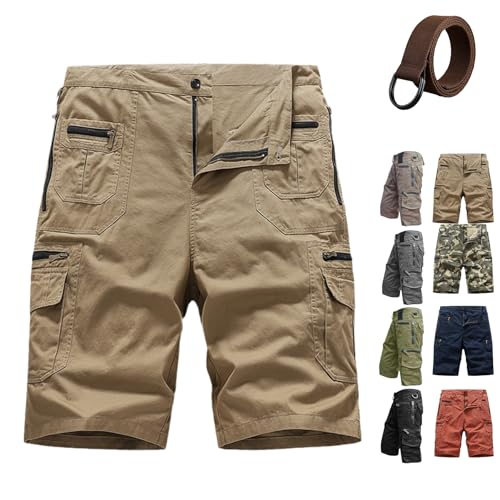 Men's Outdoor Sporty Fitness Multifunctional Shorts, Multifunctional Tactical Cargo Shorts for Men (Khaki,S) von Cemssitu