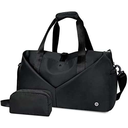 Ceneda 50,8 cm große Sporttasche mit Nassfach, Schuhfach, tragbare Wochenendtasche, Reisetasche, Yoga-Tasche für Damen, Schwarz von Ceneda