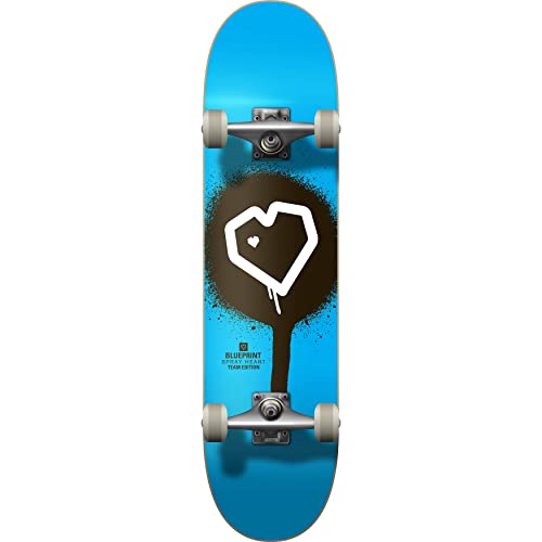 Centrano Unisex – Erwachsene Blueprint Spray Heart V2 Skateboard Komplettboard, Blau/Schwarz/Weiss, 8" von Centrano
