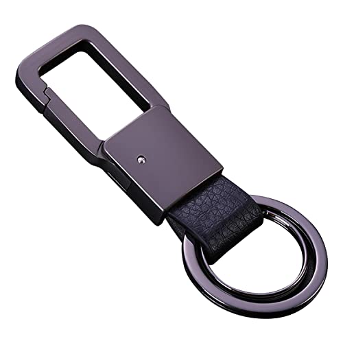 Cerbery - Schlüsselanhänger aus Leder mit Ringen und Geschenkbox - Auto Geschenk Schlüsselband Schlüsselbund Schlüsselhalter Schlüsselring (Schwarz) von Cerbery