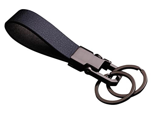 Cerbery - Schlüsselanhänger aus Leder mit Ringen und Geschenkbox - Auto Geschenk Schlüsselband Schlüsselbund Schlüsselhalter Schlüsselring (Schwarz) von Cerbery