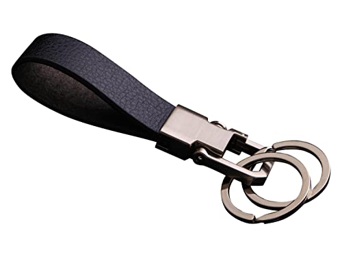 Cerbery - Schlüsselanhänger aus Leder mit Ringen und Geschenkbox - Auto Geschenk Schlüsselband Schlüsselbund Schlüsselhalter Schlüsselring (Silber) von Cerbery